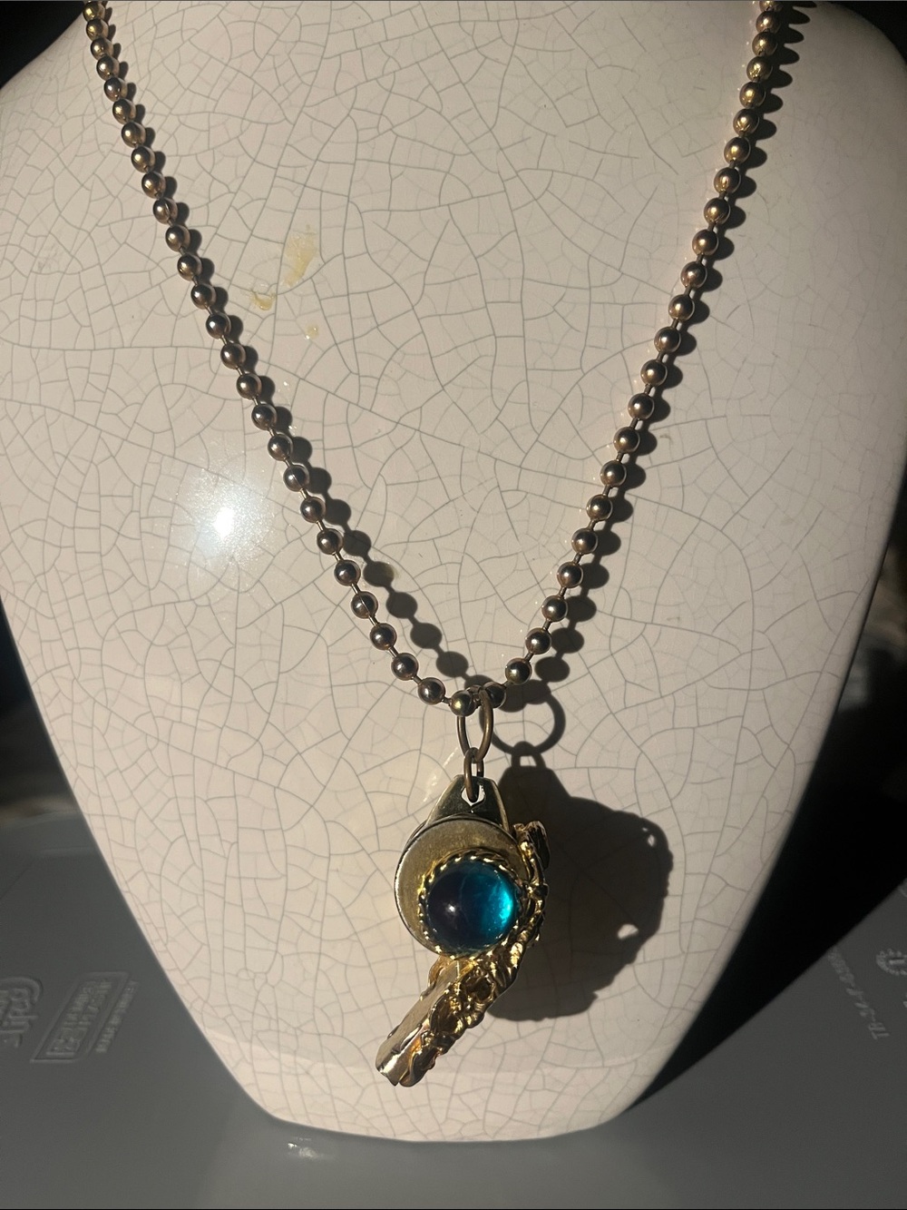 Vintage 1980's Jeweled Whistle Necklace Pendant